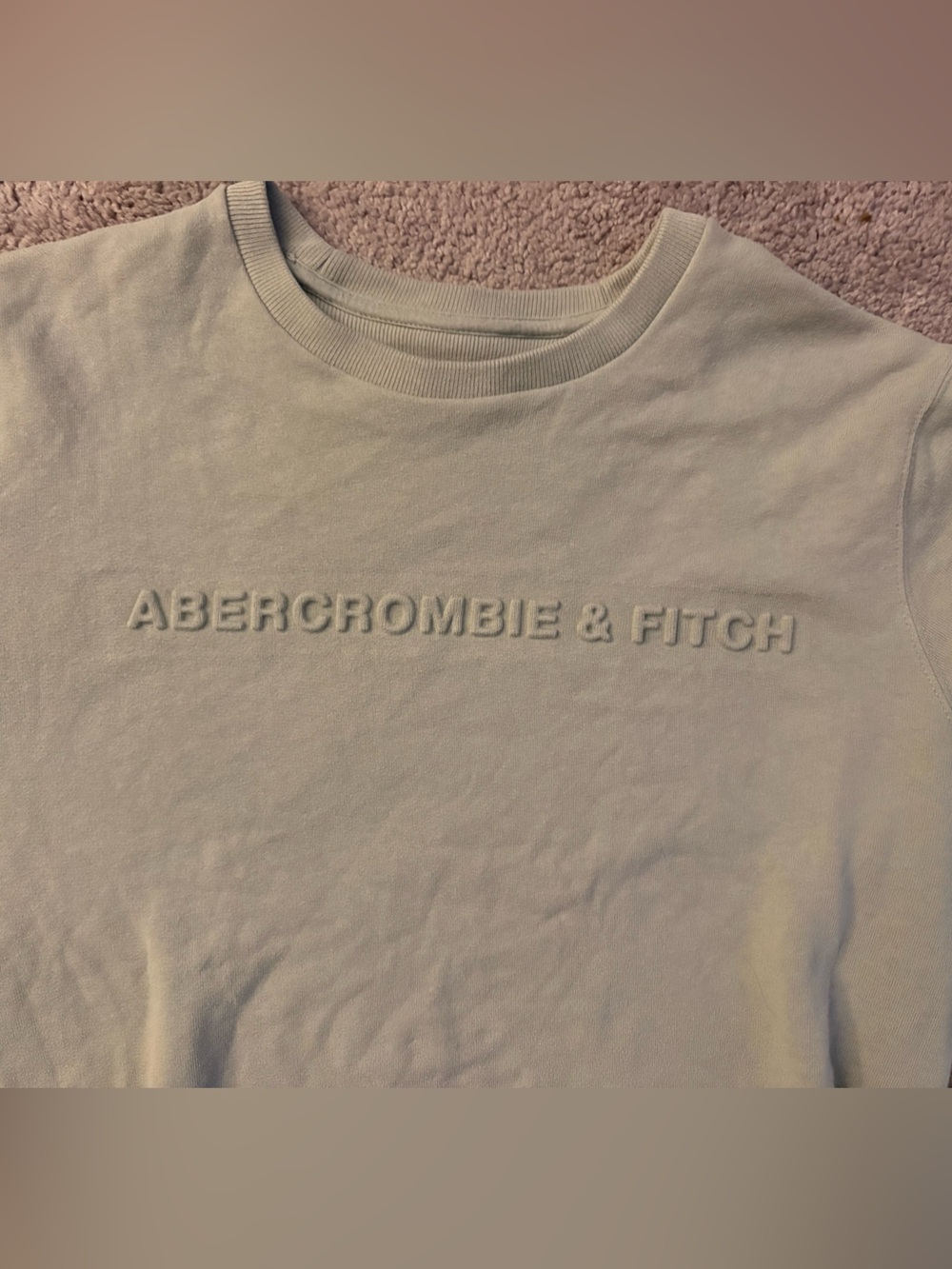 Abercrombie & Fitch Men's Sage Green Embossed Logo Crewneck - Picture 3 of 6
